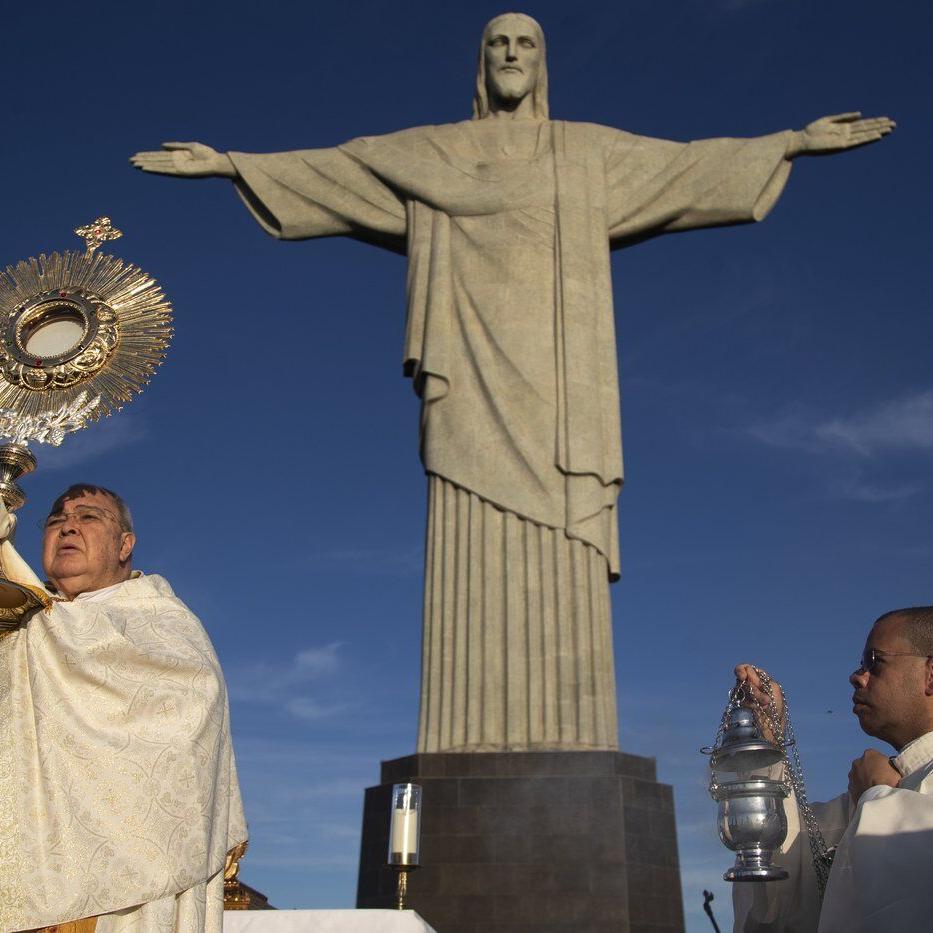 Catholics call for environmental action at Rio de Janeiro's iconic Christ the Redeemer statue